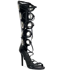 Azalea Wang Agathon Tall Shaft Lace Up Grommet Gladiator Sandals