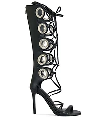 Azalea Wang Agathon Tall Shaft Lace Up Grommet Gladiator Sandals