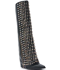 Azalea Wang Agustue Studded Foldover Tall Boots