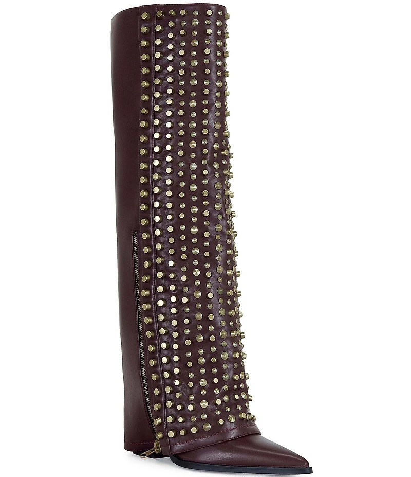 Azalea Wang Agustue Studded Foldover Tall Boots