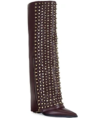 Azalea Wang Agustue Studded Foldover Tall Boots
