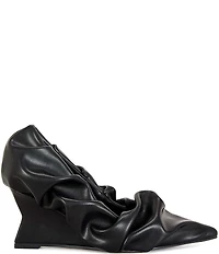 Azalea Wang Aicha Scrunch Pleat Pointed Toe Wedge Pumps