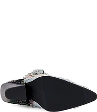 Azalea Wang Akari Denim and Floral Patchwork Studded Western Booties