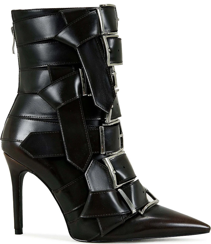 Azalea Wang Alcetas Buckled Straps Pointed Toe Booties