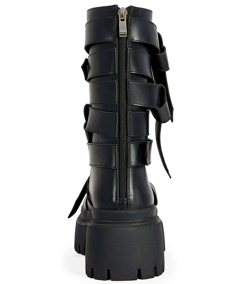 Azalea Wang Alcetasa Buckled Straps Moto Mid Boots