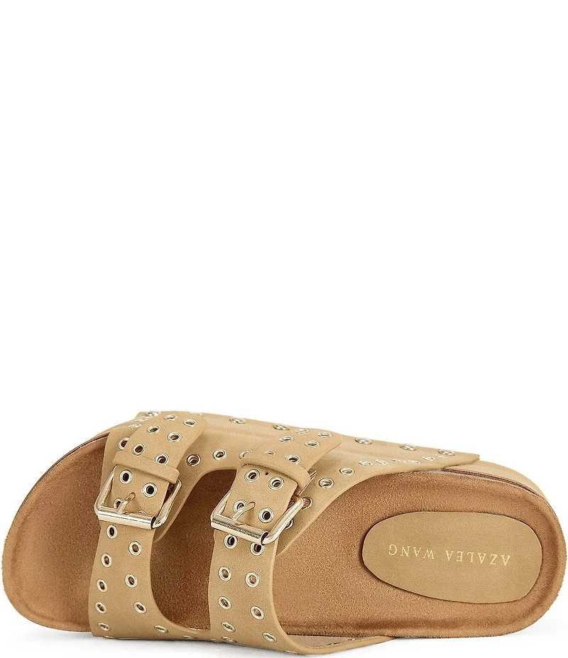 Azalea Wang Algedi Studded Grommet Platform Slide Sandals