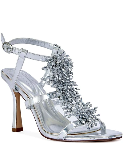 Azalea Wang Aliza Metallic Ornamented Cluster Dress Sandals