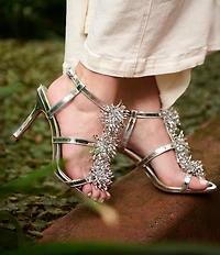 Azalea Wang Aliza Metallic Ornamented Cluster Dress Sandals