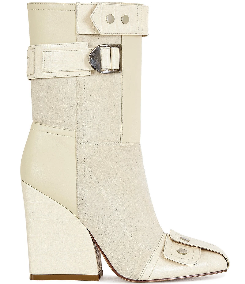 Azalea Wang Allona Patchwork Croco Accent Booties