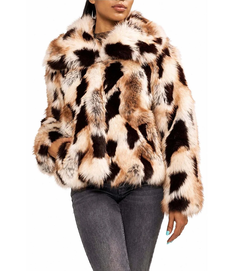 Azalea Wang Amaya Multi Faux Fur Shawl Collar Oversize Fit Jacket