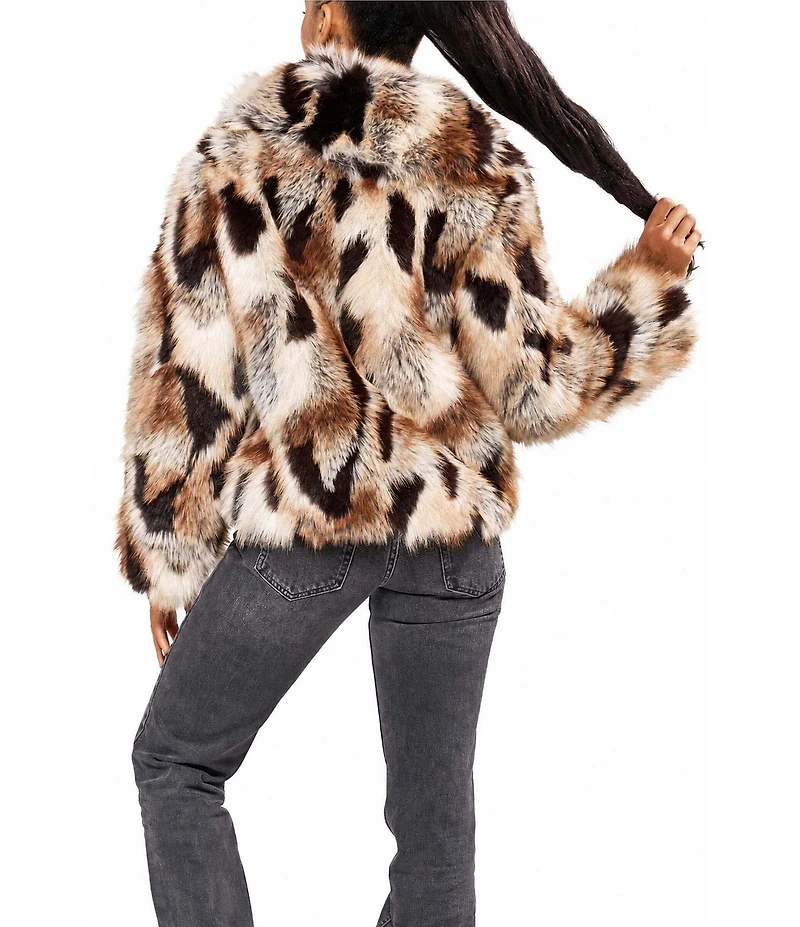 Azalea Wang Amaya Multi Faux Fur Shawl Collar Oversize Fit Jacket