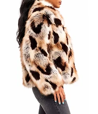Azalea Wang Amaya Multi Faux Fur Shawl Collar Oversize Fit Jacket