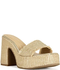 Azalea Wang Aniket Woven Block Heel Platform Slide Sandals