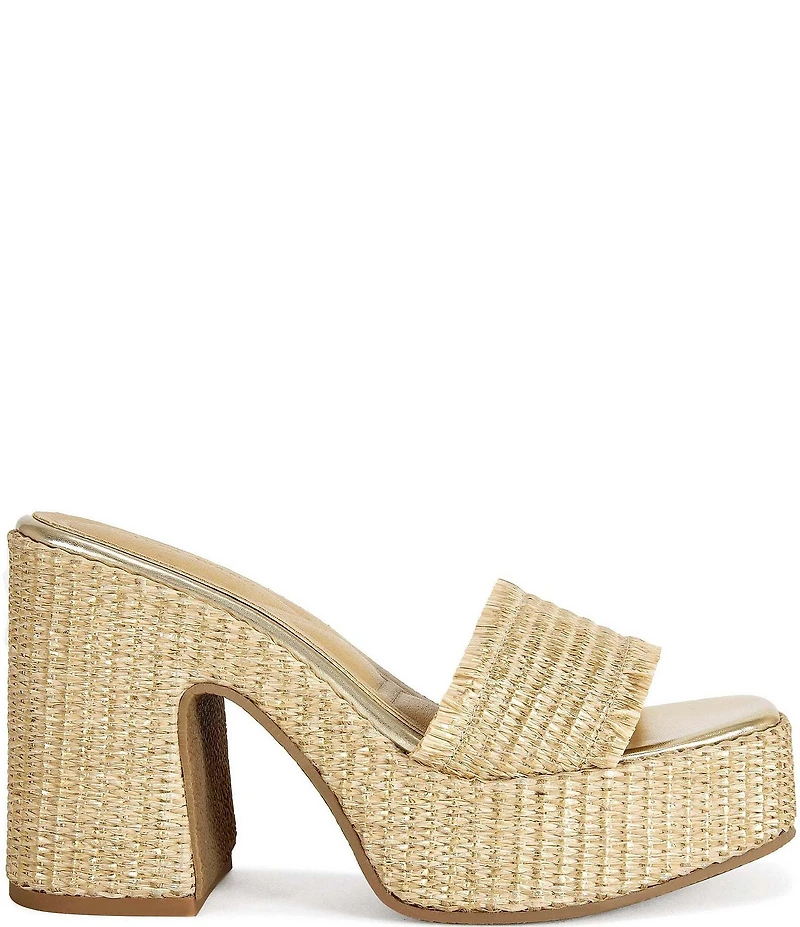 Azalea Wang Aniket Woven Block Heel Platform Slide Sandals