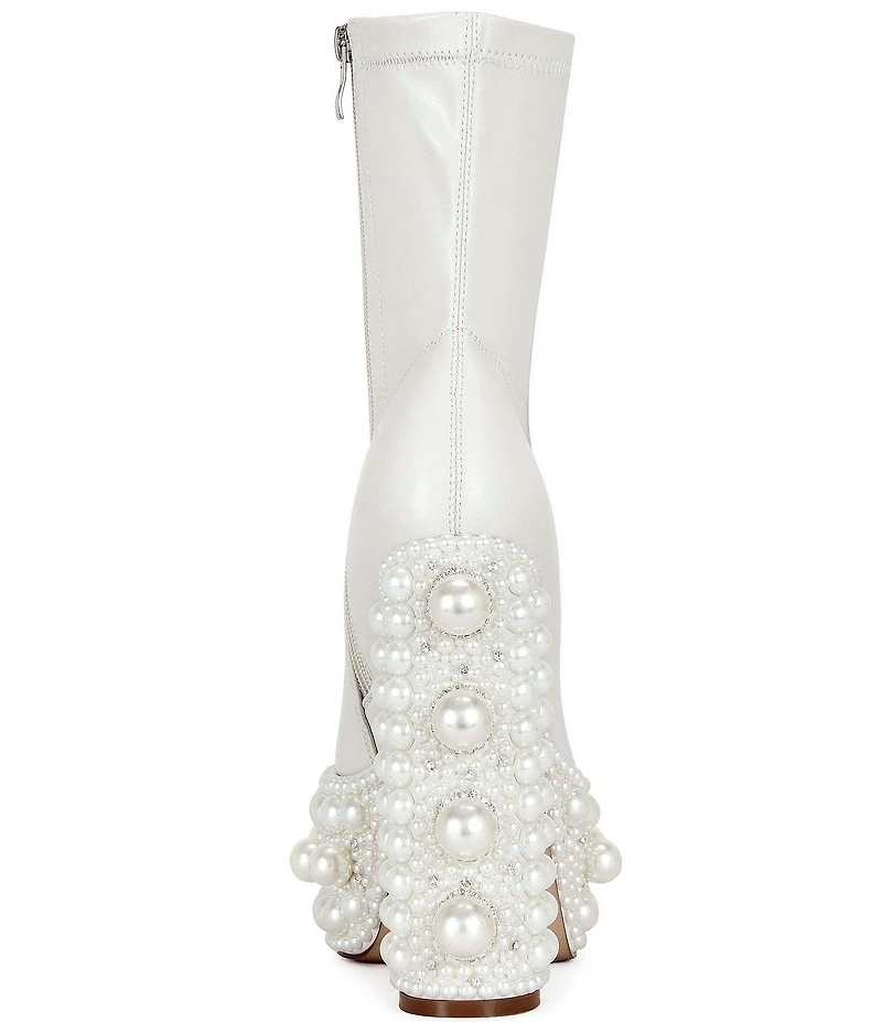Azalea Wang Antaris Pearl Embellished Platform Block Heel Booties