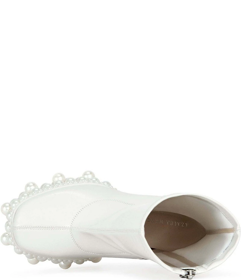 Azalea Wang Antaris Pearl Embellished Platform Block Heel Booties