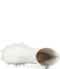 Azalea Wang Antaris Pearl Embellished Platform Block Heel Booties