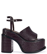 Azalea Wang Anthelmine Croco Embossed Platform Block Heel Sandals