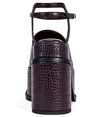 Azalea Wang Anthelmine Croco Embossed Platform Block Heel Sandals