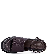 Azalea Wang Anthelmine Croco Embossed Platform Block Heel Sandals
