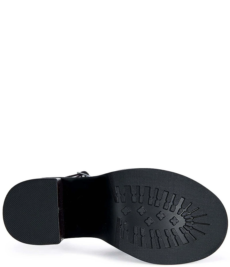 Azalea Wang Anthelmine Croco Embossed Platform Block Heel Sandals