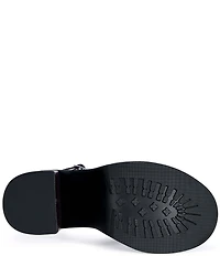 Azalea Wang Anthelmine Croco Embossed Platform Block Heel Sandals