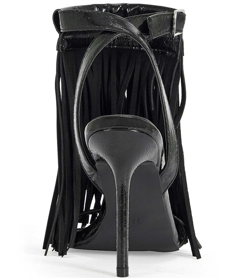 Azalea Wang Antique Fringed Stiletto Angle Wrap Dress Sandals