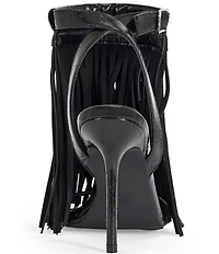 Azalea Wang Antique Fringed Stiletto Angle Wrap Dress Sandals