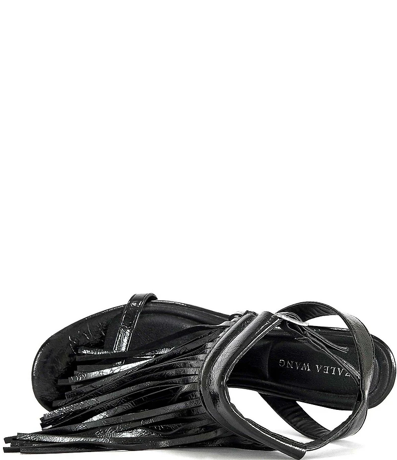 Azalea Wang Antique Fringed Stiletto Angle Wrap Dress Sandals