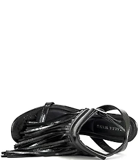 Azalea Wang Antique Fringed Stiletto Angle Wrap Dress Sandals