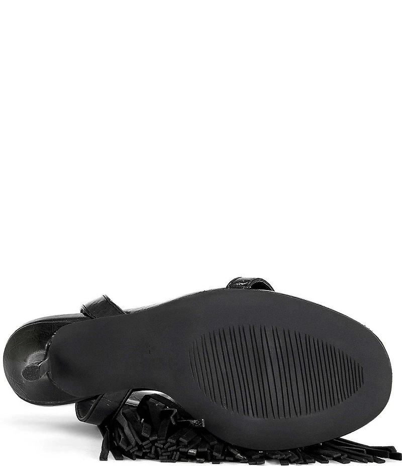 Azalea Wang Antique Fringed Stiletto Angle Wrap Dress Sandals