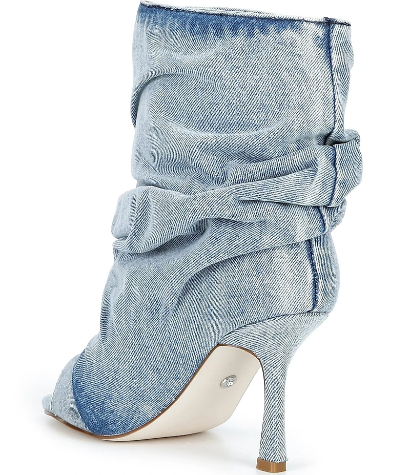 Azalea Wang Apex Denim Slouchy Peep Toe Booties