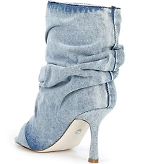 Azalea Wang Apex Denim Slouchy Peep Toe Booties