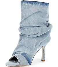 Azalea Wang Apex Denim Slouchy Peep Toe Booties