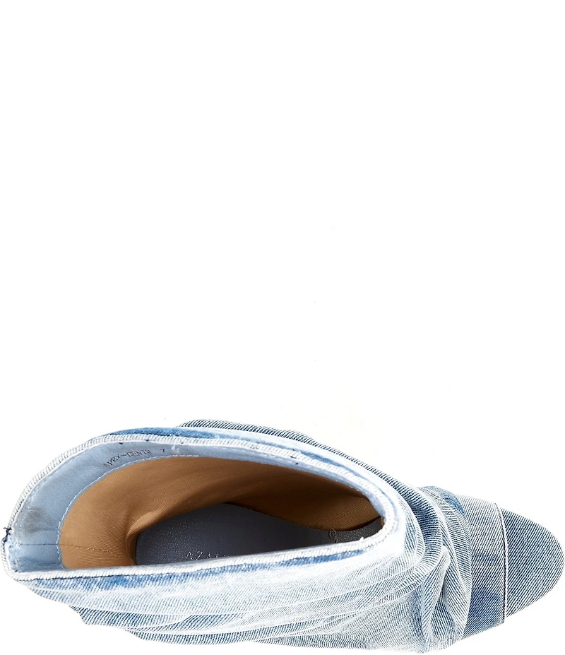 Azalea Wang Apex Denim Slouchy Peep Toe Booties