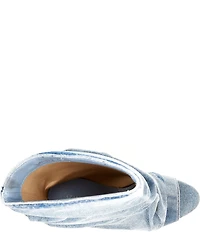Azalea Wang Apex Denim Slouchy Peep Toe Booties