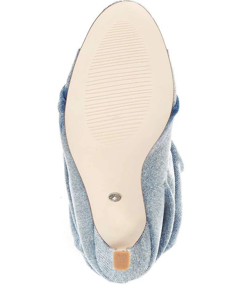 Azalea Wang Apex Denim Slouchy Peep Toe Booties