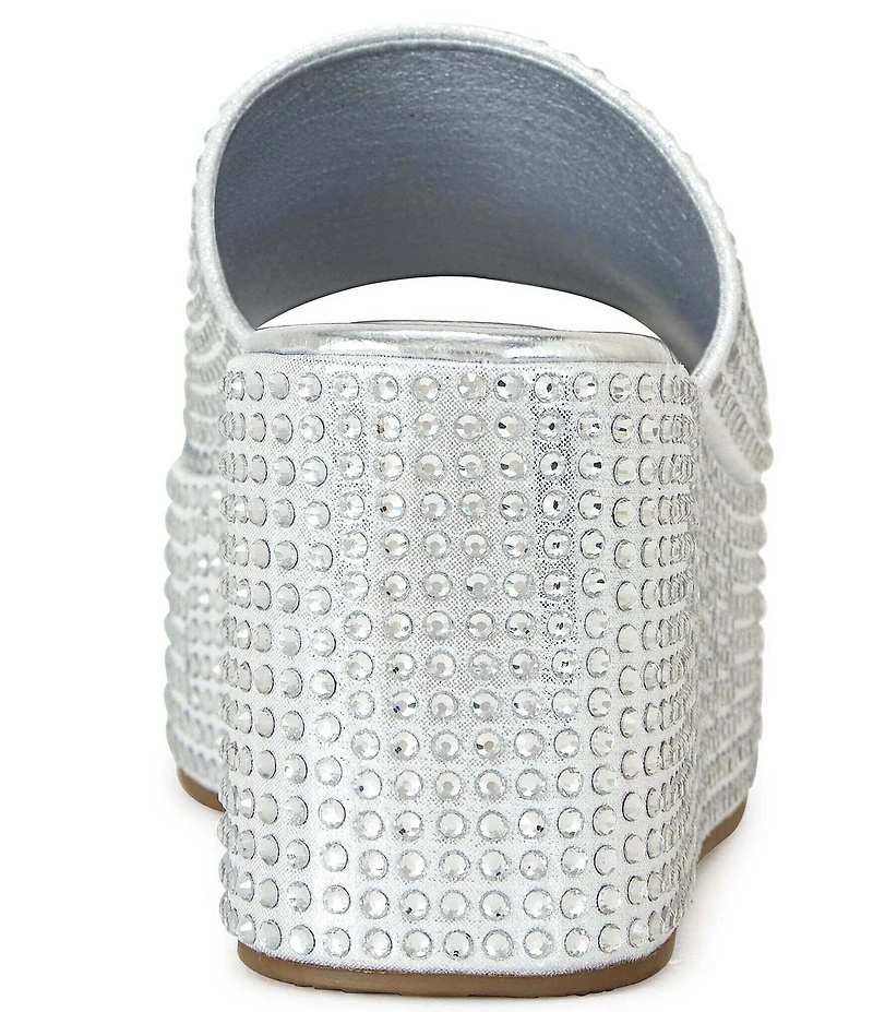 Azalea Wang Arachna Rhinestone Embellished Platform Wedge Slide Sandals