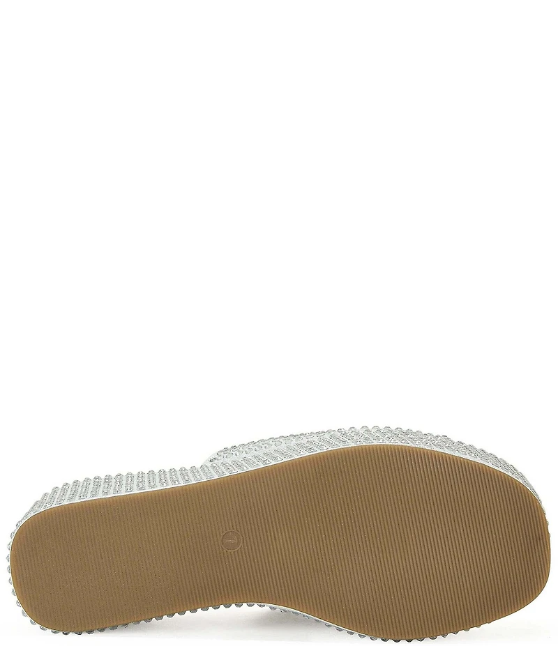 Azalea Wang Arachna Rhinestone Embellished Platform Wedge Slide Sandals