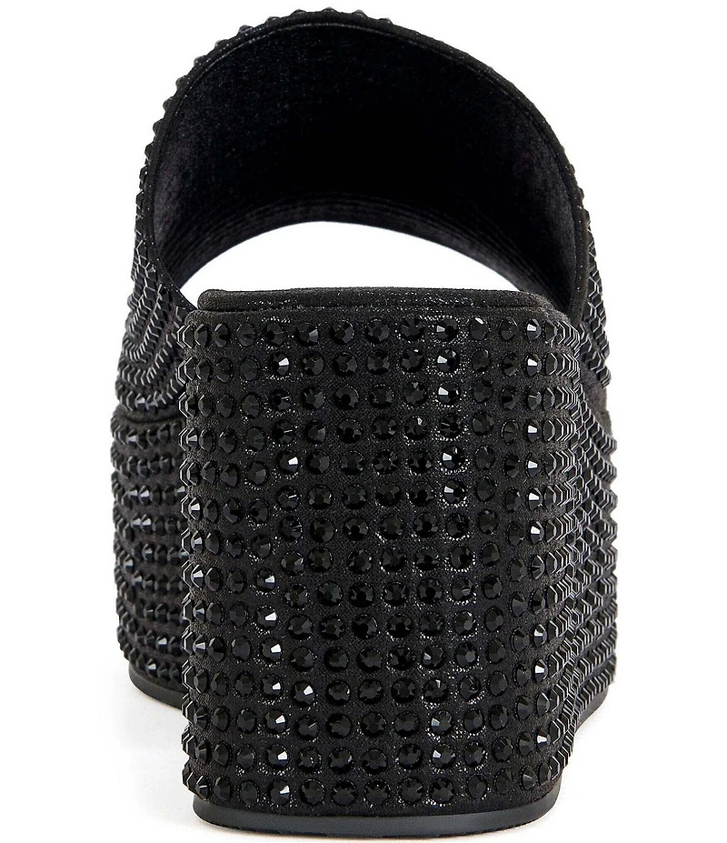 Azalea Wang Arachna Rhinestone Embellished Platform Wedge Slide Sandals