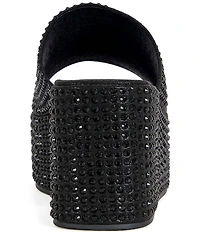 Azalea Wang Arachna Rhinestone Embellished Platform Wedge Slide Sandals