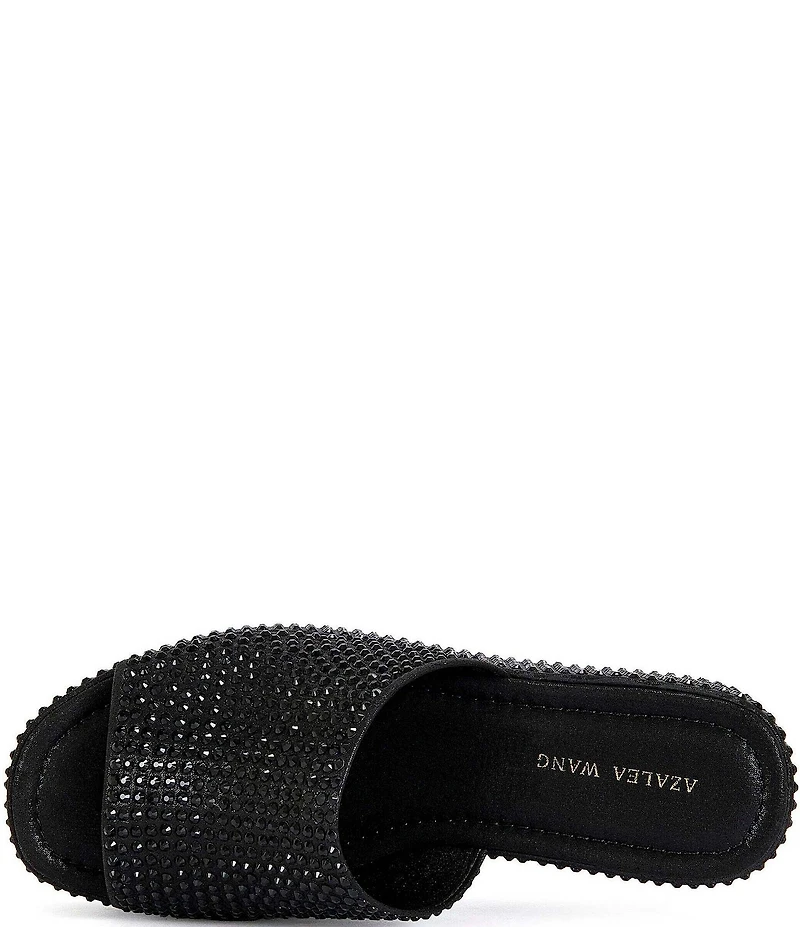Azalea Wang Arachna Rhinestone Embellished Platform Wedge Slide Sandals