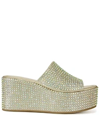 Azalea Wang Arachna Rhinestone Embellished Platform Wedge Slide Sandals
