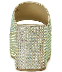Azalea Wang Arachna Rhinestone Embellished Platform Wedge Slide Sandals