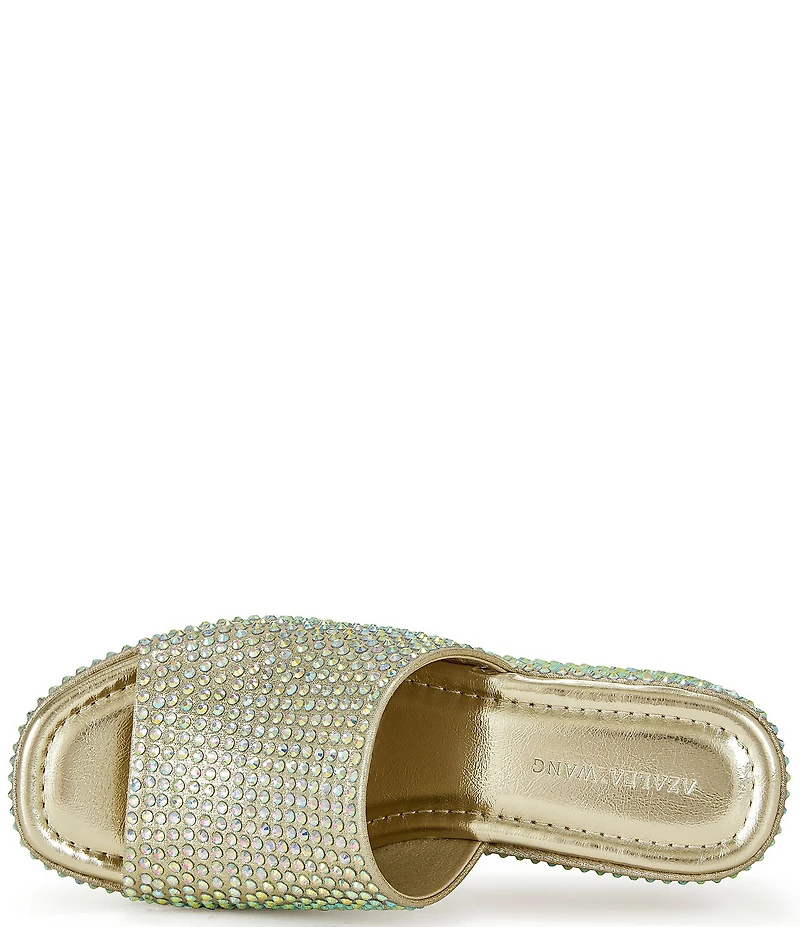 Azalea Wang Arachna Rhinestone Embellished Platform Wedge Slide Sandals
