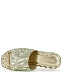 Azalea Wang Arachna Rhinestone Embellished Platform Wedge Slide Sandals