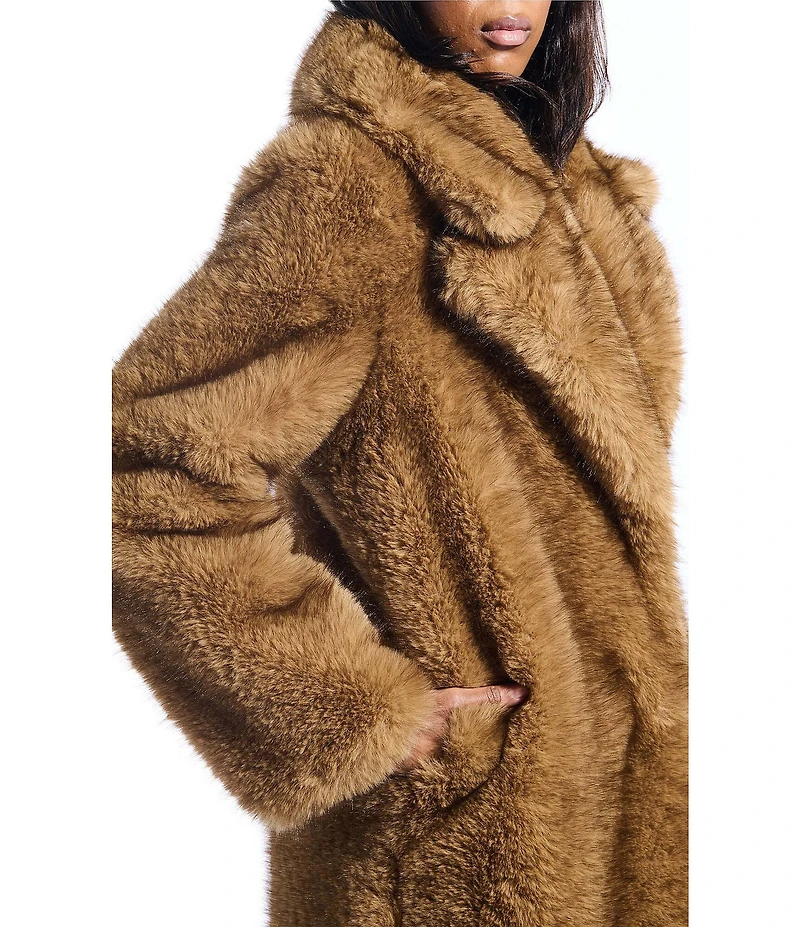 Azalea Wang Archer Faux Fur Oversize Shawl Collar Maxi Trench Coat