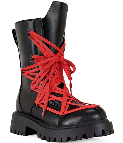 Azalea Wang Arjun Lace Detail Zip Combat Boots
