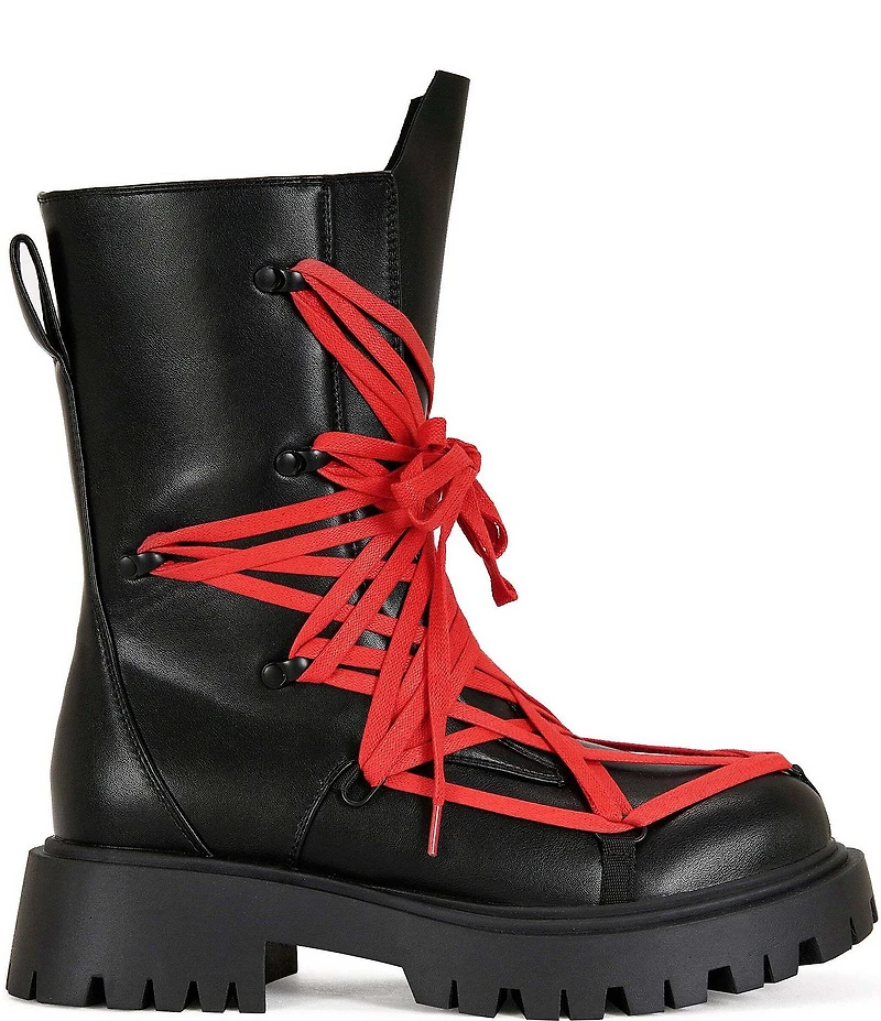 Azalea Wang Arjun Lace Detail Zip Combat Boots