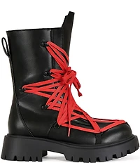 Azalea Wang Arjun Lace Detail Zip Combat Boots